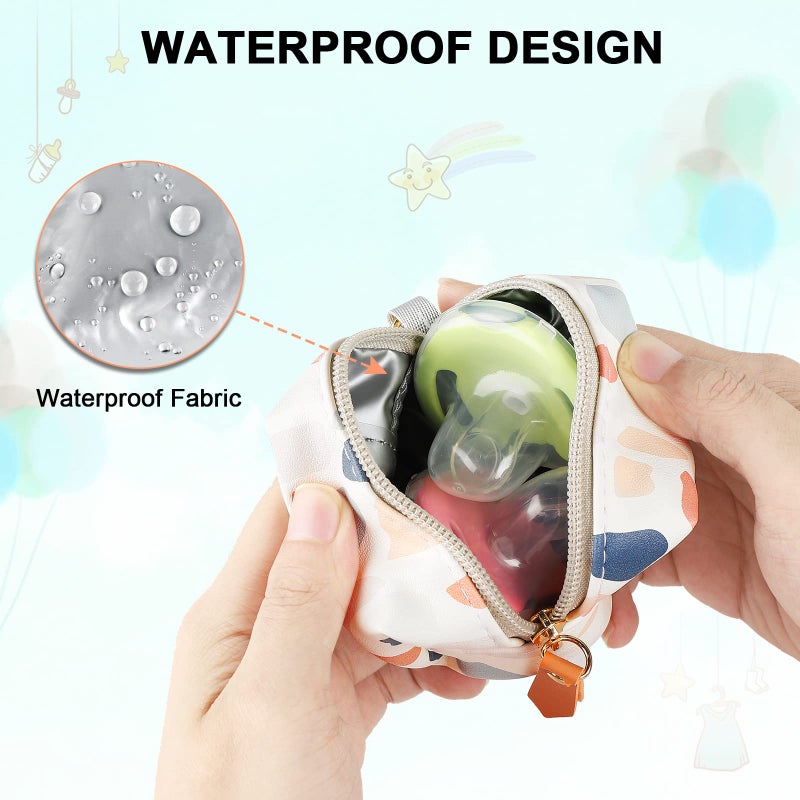 accmor Pacifier Case with Clip, Holder Pouch for Diaper Bag, Holds 2 Pacifiers, Colorful Stone - Image 4