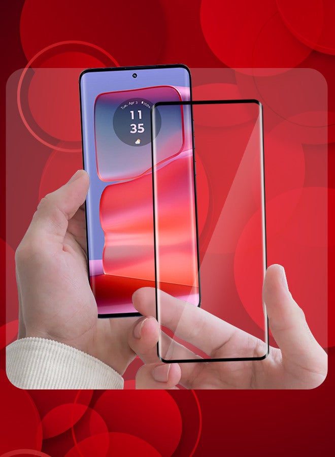 CATANES (for Motorola Edge 50 Pro) 3 Pack Screen Protector Transparent Soft Protective Tempered Glass High Sensitivity Clear HD Screen Protector - Image 2