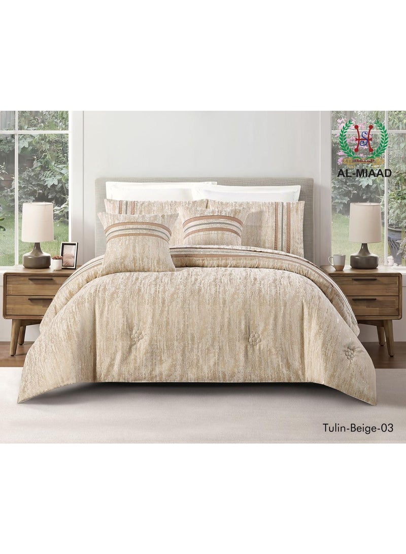 Tulin Beige 03 Bedding Set from Al-Meead - Soft Microfiber Duvet for Bedroom