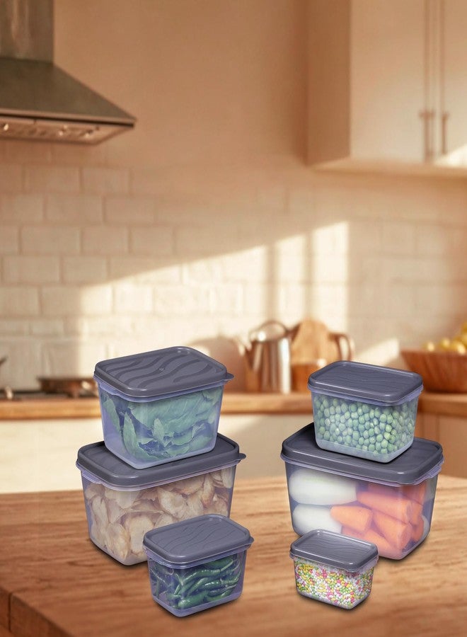 COMET Plastic Modular Rectangular Plastic Food Storage Container With Airtight Lids Set of 6 |2x2250ml, 1x1250ml, 750ml,500ml,250ml| Microwave Safe |Meat Box Fridge and Freezer Storage Boxes| Grey - Image 4