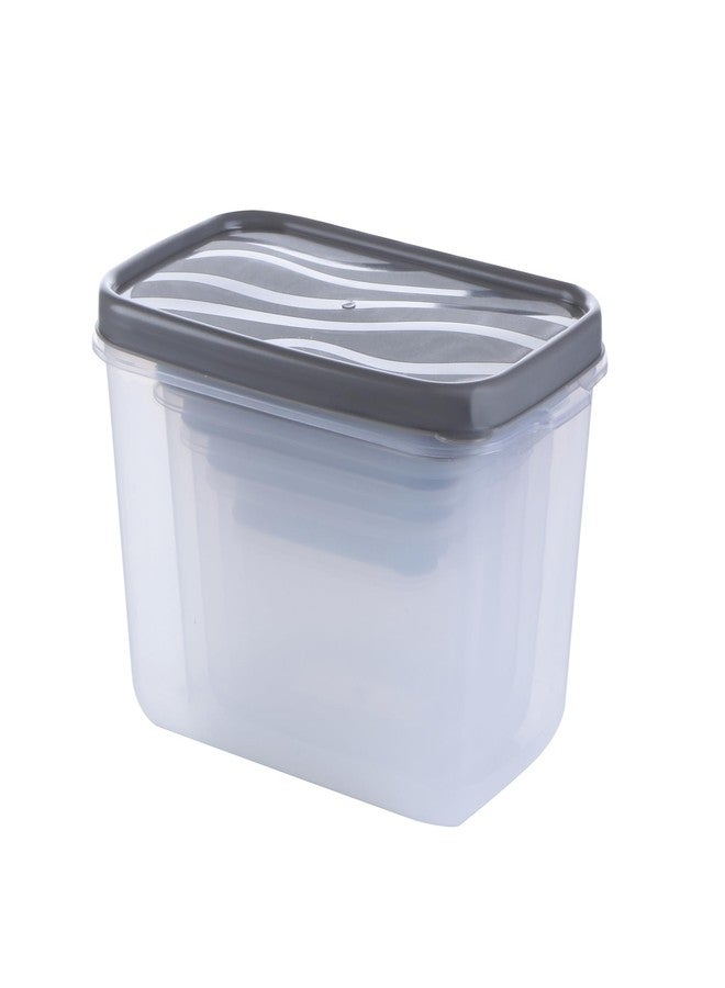 COMET Plastic Modular Rectangular Plastic Food Storage Container With Airtight Lids Set of 6 |2x2250ml, 1x1250ml, 750ml,500ml,250ml| Microwave Safe |Meat Box Fridge and Freezer Storage Boxes| Grey - Image 3