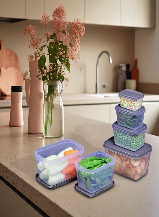 COMET Plastic Modular Rectangular Plastic Food Storage Container With Airtight Lids Set of 6 |2x2250ml, 1x1250ml, 750ml,500ml,250ml| Microwave Safe |Meat Box Fridge and Freezer Storage Boxes| Grey - Image 2