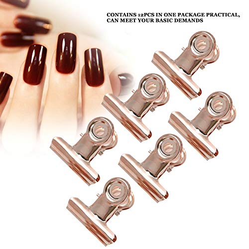 Rotekt1740 12 pieces C Curve Nail Extension Clips Nail Pinching Clips, Chip Clips Bag Clips Food Clips, Plastic Bulldog Clips Multi-function Nail Art Accessories for Shops, Office and Home Kitchen(Rose Gold) - Image 2