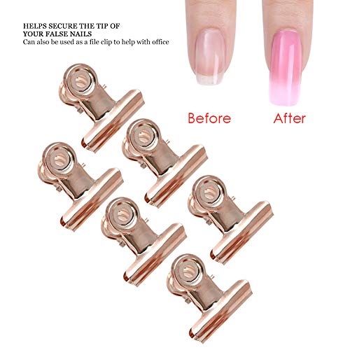 Rotekt1740 12 pieces C Curve Nail Extension Clips Nail Pinching Clips, Chip Clips Bag Clips Food Clips, Plastic Bulldog Clips Multi-function Nail Art Accessories for Shops, Office and Home Kitchen(Rose Gold) - Image 3