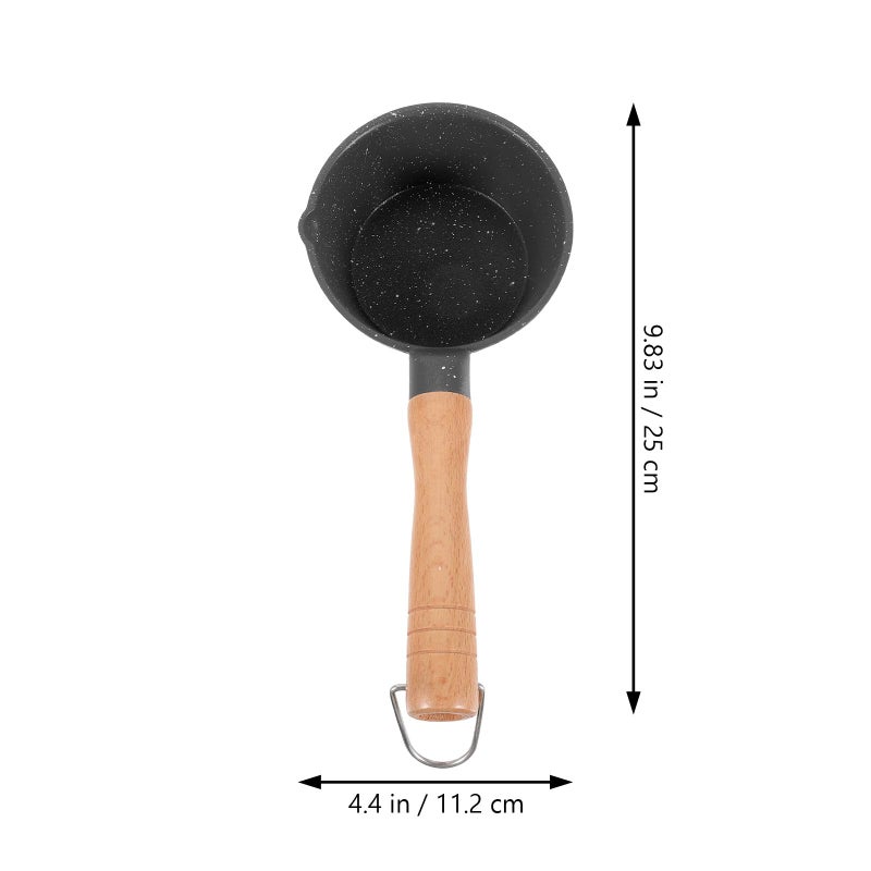 Small Maifan Stone Milk Pot With Pour Spout Black Deep Saucepan For Kitchen Cooking - Image 3