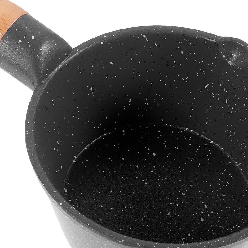 Small Maifan Stone Milk Pot With Pour Spout Black Deep Saucepan For Kitchen Cooking - Image 4