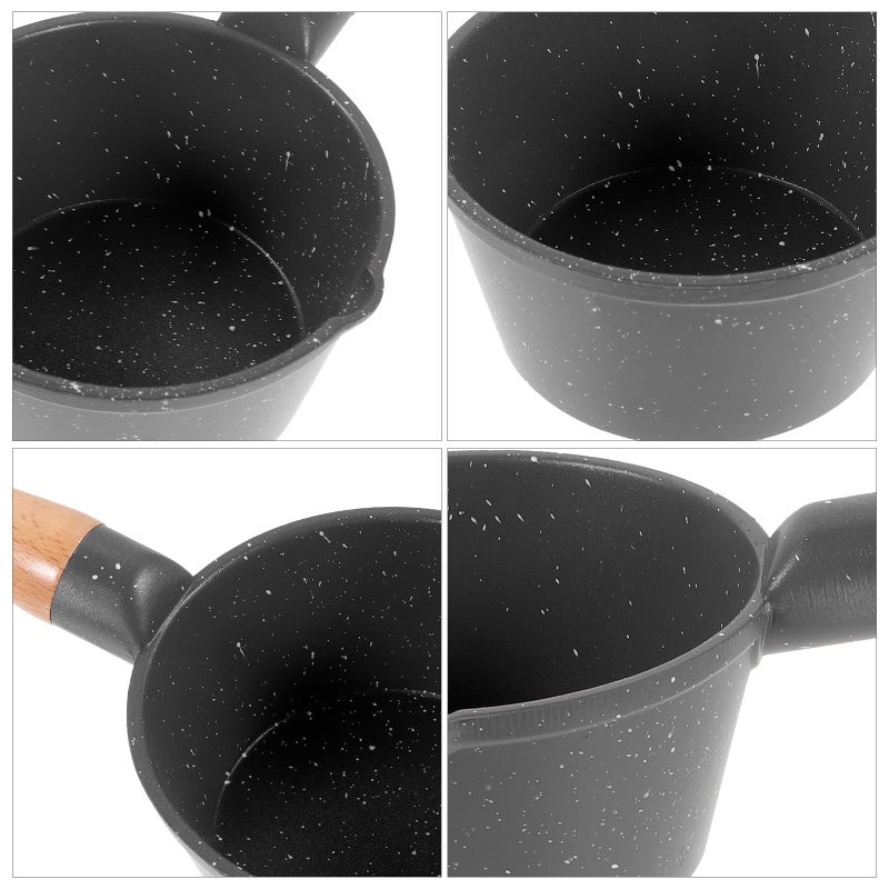 Small Maifan Stone Milk Pot With Pour Spout Black Deep Saucepan For Kitchen Cooking - Image 5
