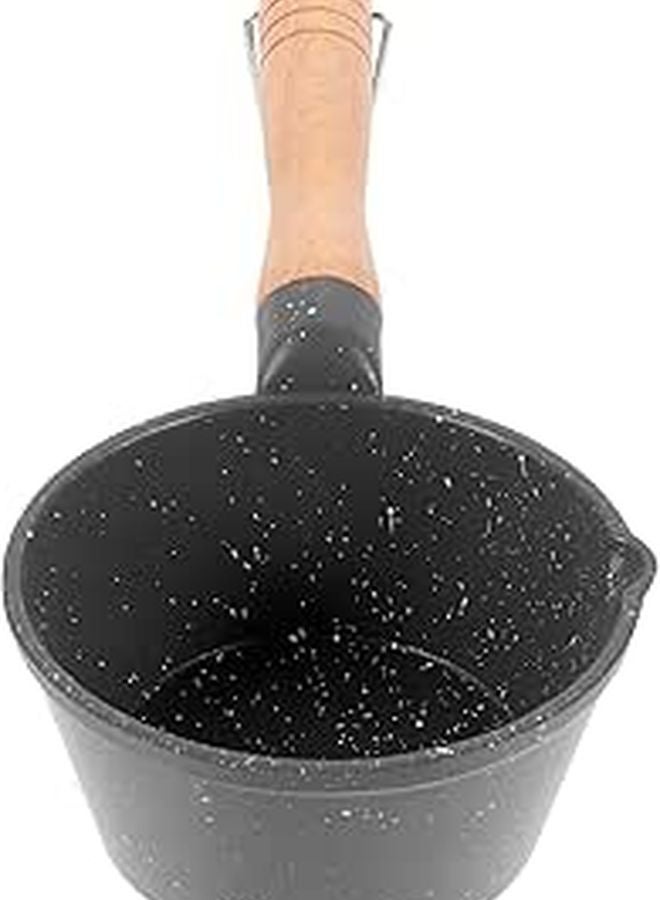 Small Maifan Stone Milk Pot With Pour Spout Black Deep Saucepan For Kitchen Cooking - Image 1