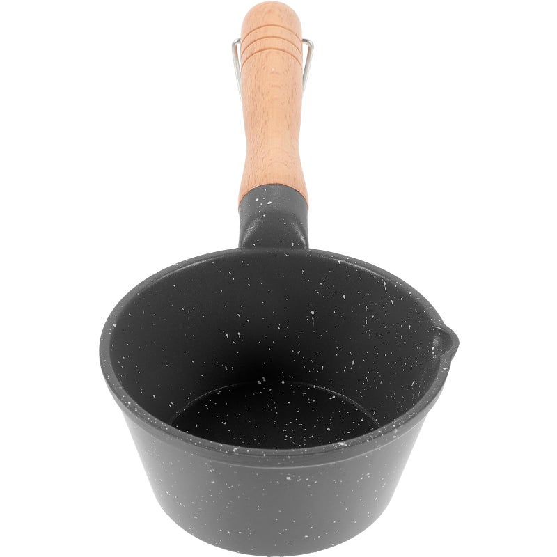 Small Maifan Stone Milk Pot With Pour Spout Black Deep Saucepan For Kitchen Cooking - Image 2