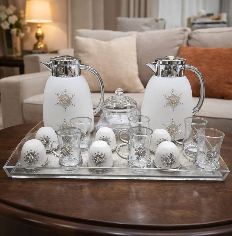 Damanhoor 22Pieces New Full Set Thermose 2Thermos 6Teacup With 6saucer 6Guava Cup 1Sugar Bowl 1Tray - Image 4