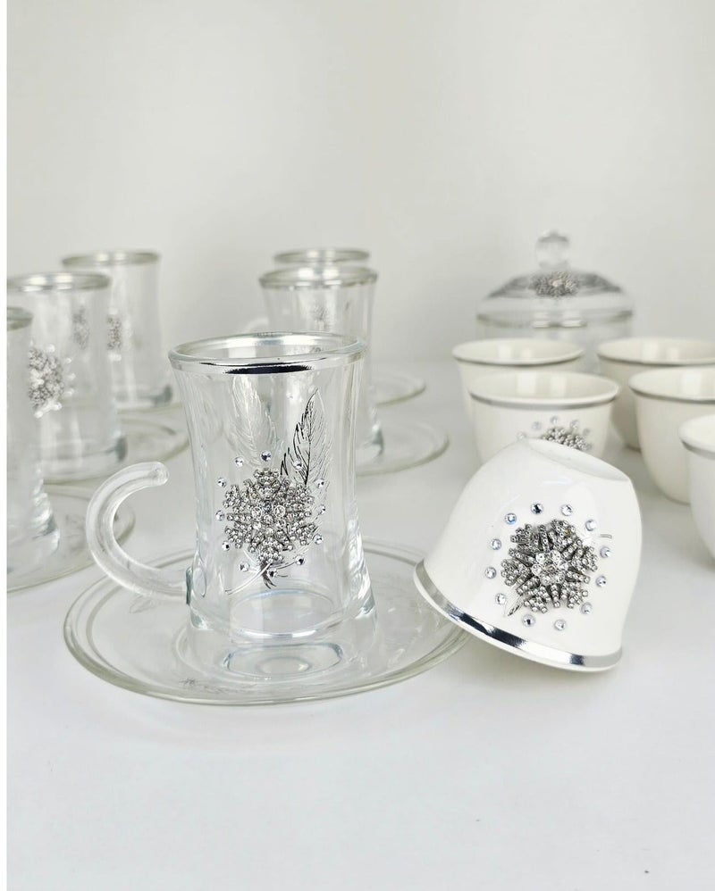 Damanhoor 22Pieces New Full Set Thermose 2Thermos 6Teacup With 6saucer 6Guava Cup 1Sugar Bowl 1Tray - Image 3