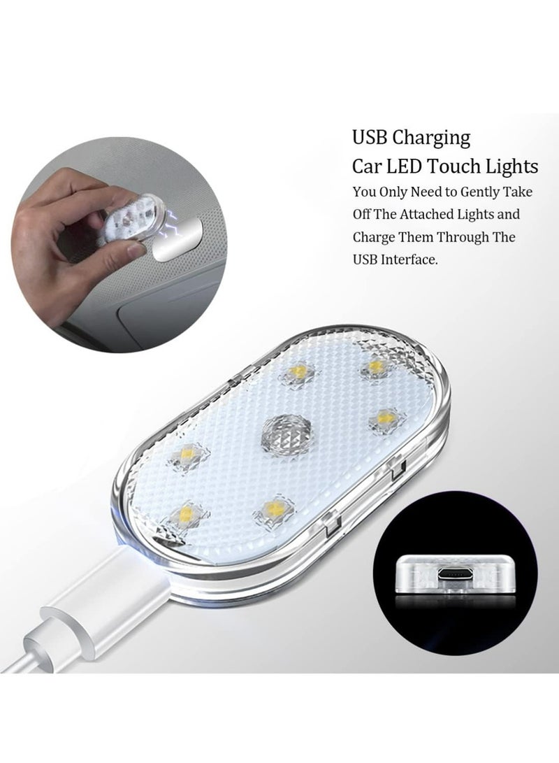 بولوز 2 قطعة من مصابيح LED للسيارة الداخلية، إضاءة داخلية باللون الأزرق الجليدي، مصباح قراءة داخلي للسيارة قابل لإعادة الشحن عبر USB، مصابيح LED محمولة للسيارة - Image 4