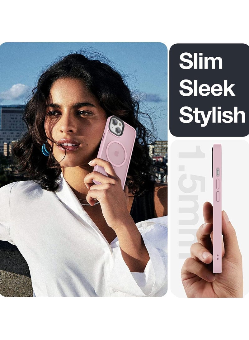 Magnetic Case For iPhone 13 Case Compatible with MagSafe Military Grade Protection Shockproof Translucent Matte Case Anti Scratch Shockproof Phone Case (Pink)
