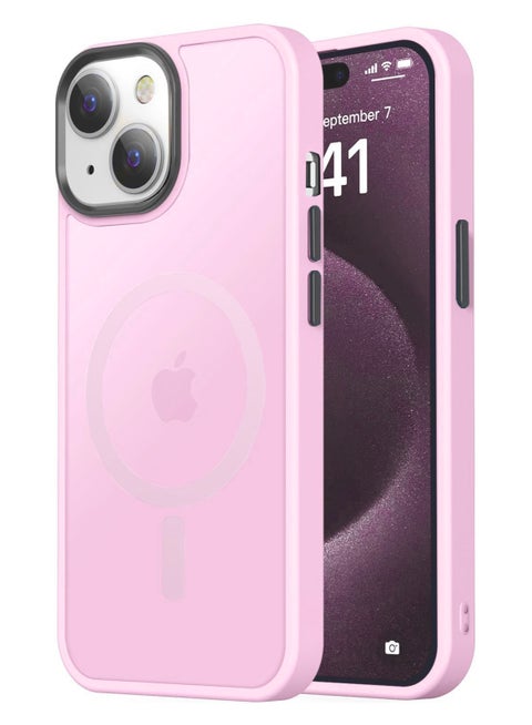 Magnetic Case For iPhone 13 Case Compatible with MagSafe Military Grade Protection Shockproof Translucent Matte Case Anti Scratch Shockproof Phone Case (Pink)