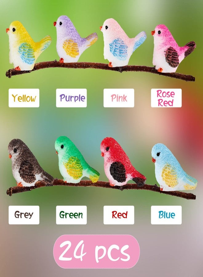 Skylety 24 Pieces Miniature Bird Figurines Dollhouse Simulation Decorative Bird Figures Toy Cute Animal Model for Garden, Miniatures Moss Decoration, Micro Landscape - Image 3