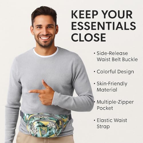 CRESSNOVA Waterproof Waist Bag for Man & Woman | Waterproof Travel Money Belt with RFID Security | Waist Bag for Woman | Waist Pouch Bag for Men | Stylish Bag for Gym, Cards & Cash (Urban Jungle) - Image 4
