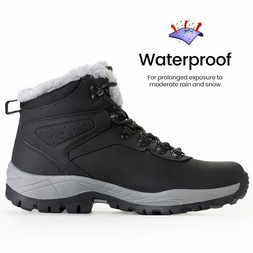 CC-Los Women's Lightweight Waterproof Winter Boots | Urban Hiker Snow Bootie | Black Size 9.5 - Image 3