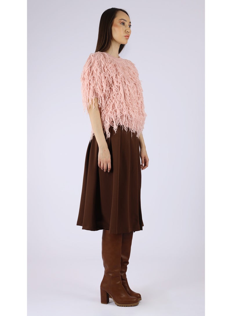 KYVELi Women’s Shaggy Textured Knit Top – Pink - Image 3