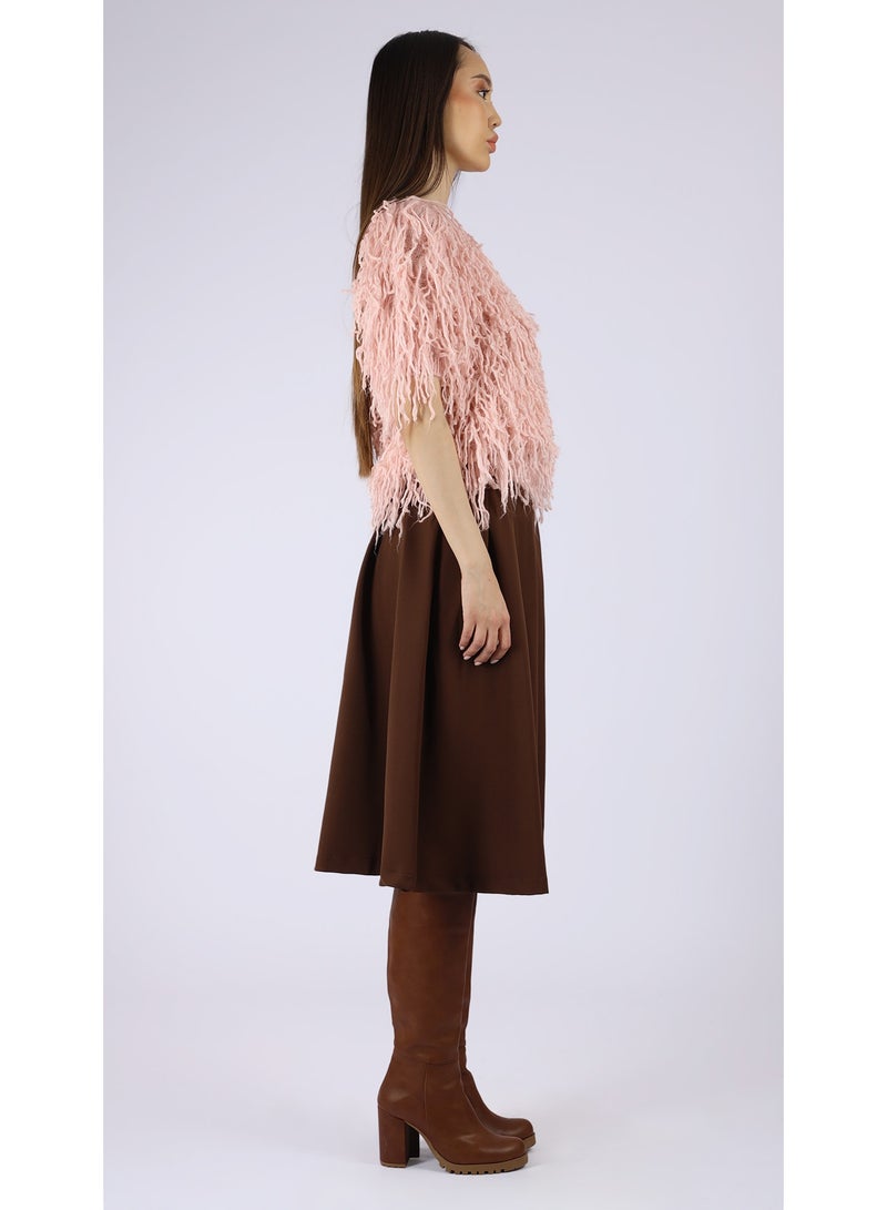 KYVELi Women’s Shaggy Textured Knit Top – Pink - Image 4