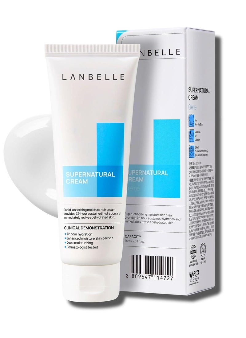 Lanbelle Lanbelle Supernatural Hydrating Facial Cream 2.53 Oz VEGAN 72-hour Super Long Face Moisturizer 14% Phyto-Mucin Skin-barrier Daily Face Lotion Sensitive Dry Skin Non-Comedogenic No-Scent No Chemicals  - Image 1