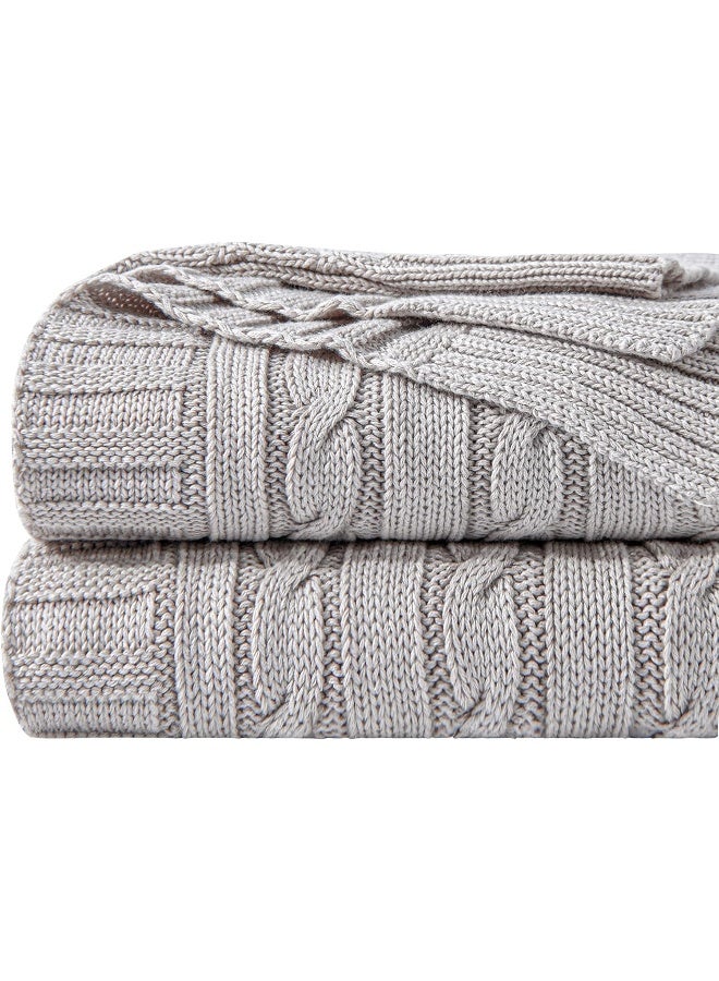 NTBAY NTBAY 100 Pure Cotton Cable Knit Throw Blanket Super Soft Warm 51x67 Knitted Throw Blanket for Couch Sofa Chair Bed  Extra Cozy Machine Washable Comfortable Home Decor Silver Grey  - Image 2