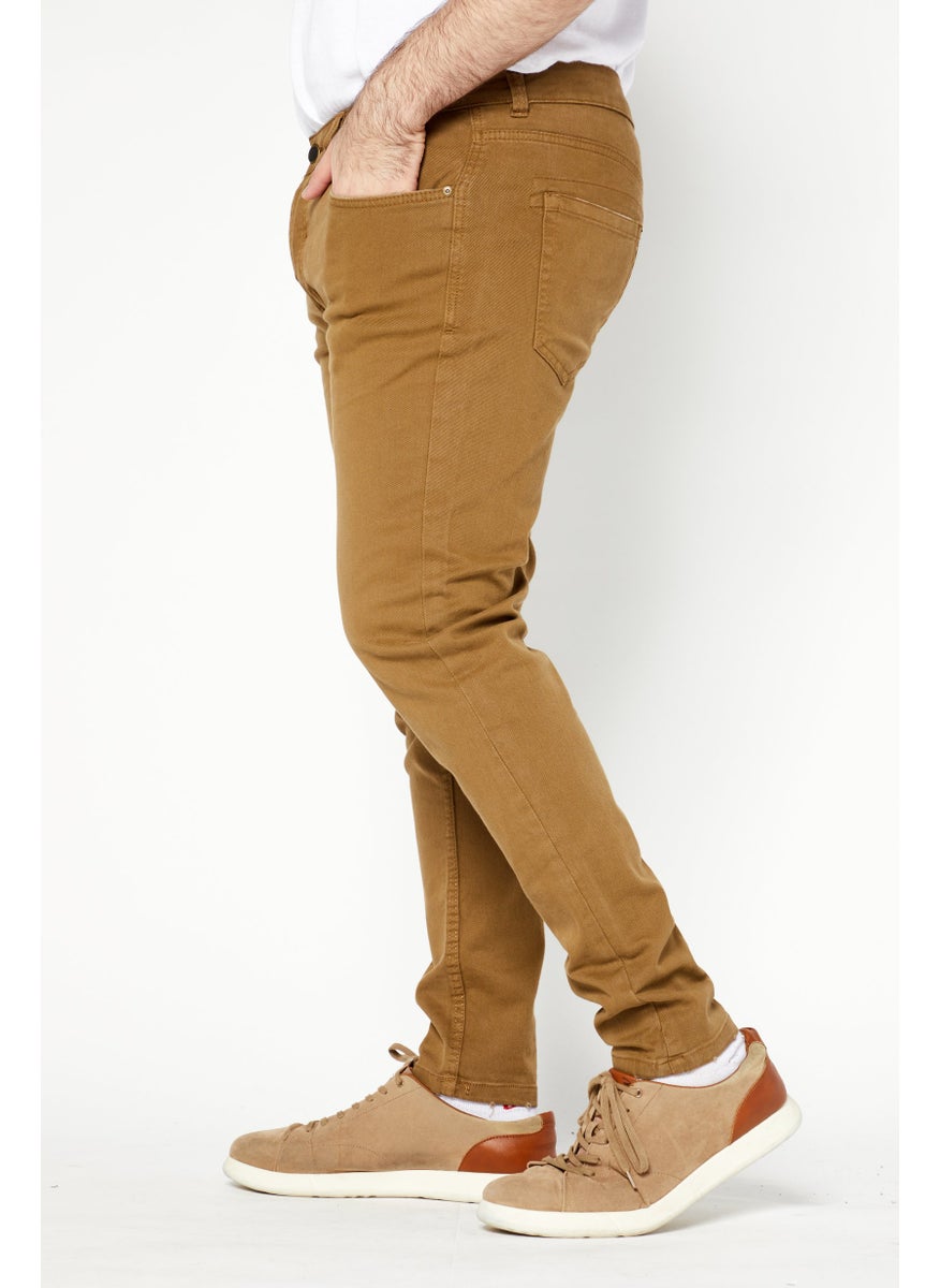 Sorbino Men Skinny Fit Plain Stretchable Jeans, Khaki  - Image 3
