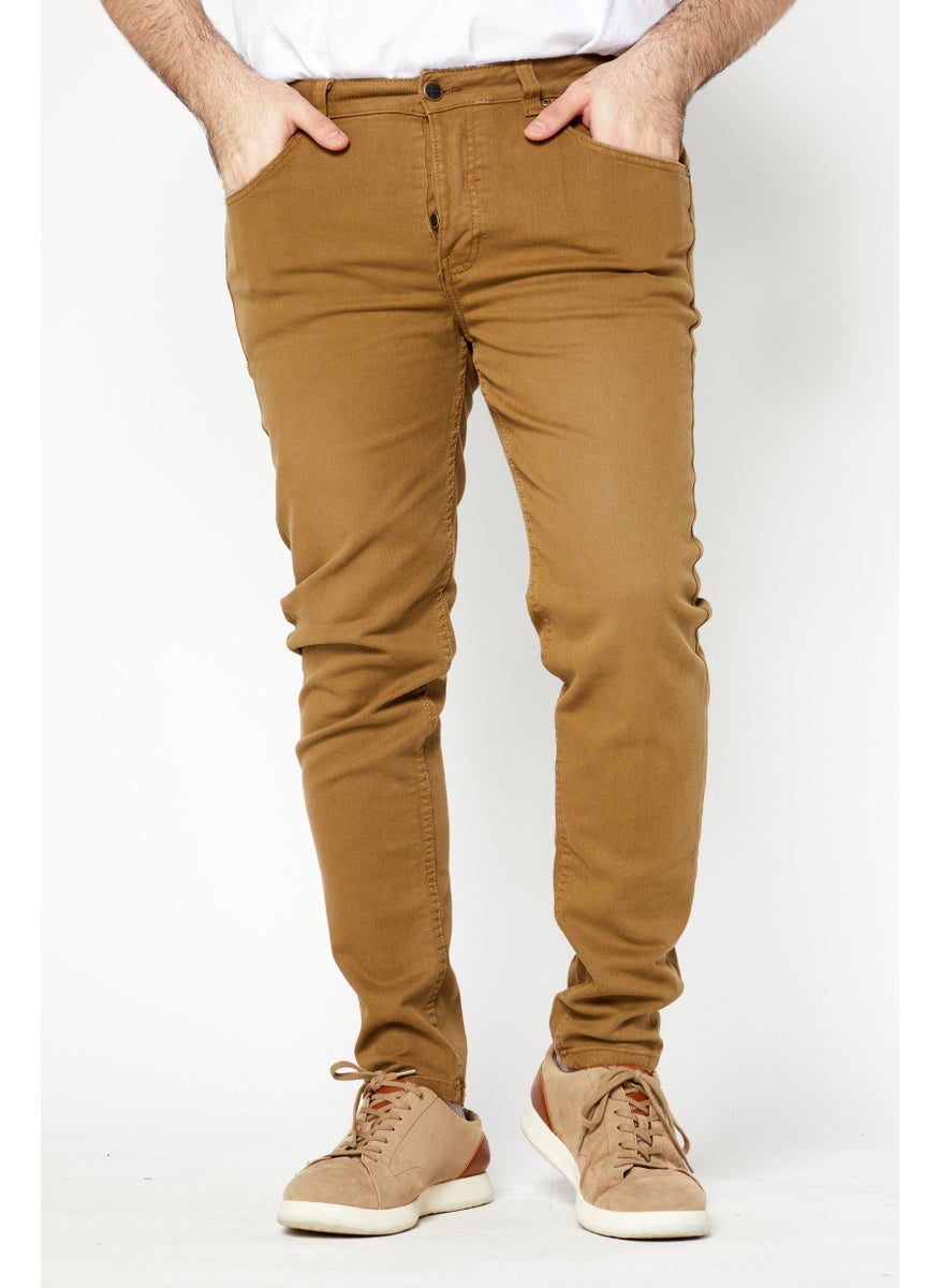 Sorbino Men Skinny Fit Plain Stretchable Jeans, Khaki  - Image 1