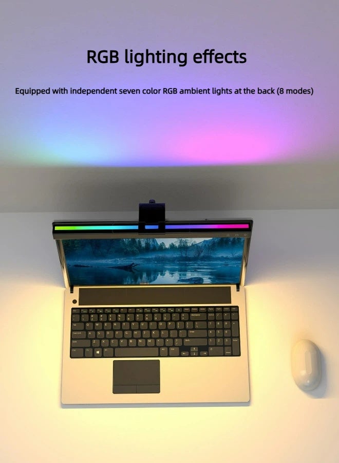 Square RGB Computer Monitor Light Bar, 14.17 بوصة قابلة للفصل المشبك والذراع المصباح, 5 درجات حرارة اللون, التحكم باللمس, العناية بالعين غير المشرقة, ضوء محيطي RGB مضاء خلفيا, لشاشات سمك 0.86 بوصة, ABS + المعدن, أسود - Image 3