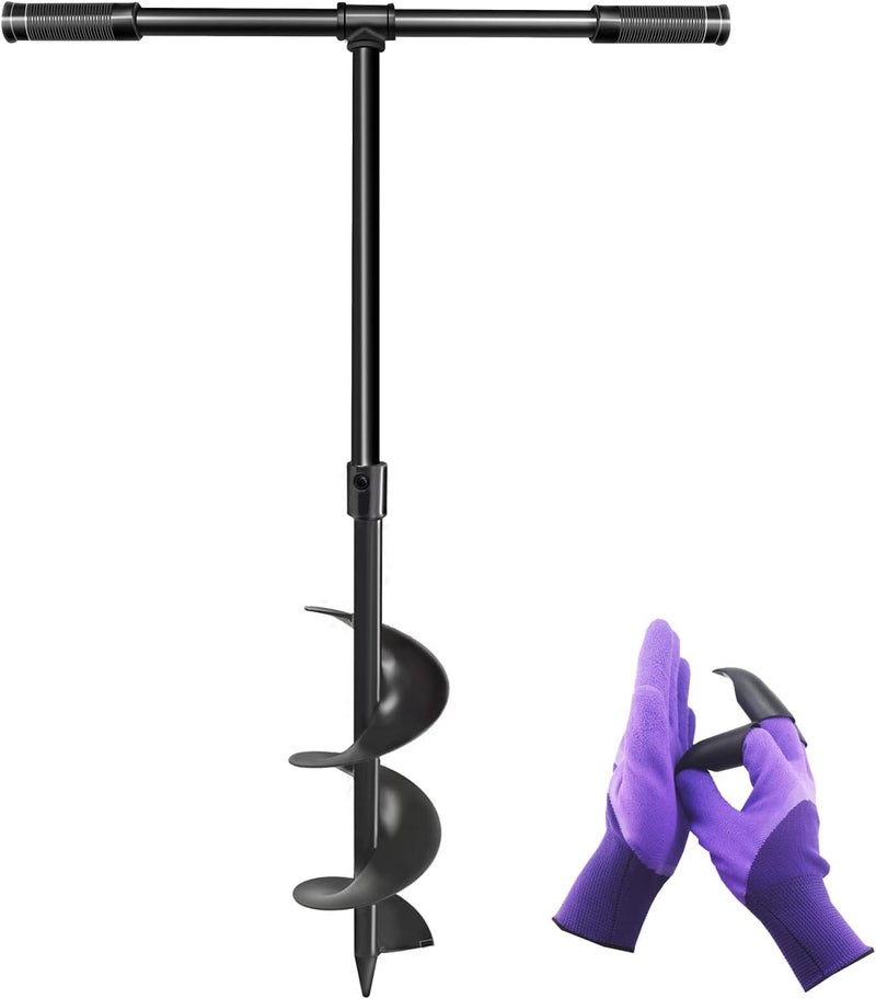 Longrun Manual Garden Hole Digging Drill Bit, Hand Drill Auger Post Hole Digger for Planting, Spiral Drill Planter for Bulb, Flower, Tree, Seedlings, Bedding Plants, Umbrella, Fence Holes-6"x 38" - Image 1