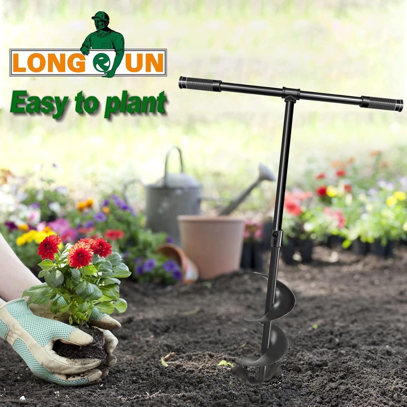 Longrun Manual Garden Hole Digging Drill Bit, Hand Drill Auger Post Hole Digger for Planting, Spiral Drill Planter for Bulb, Flower, Tree, Seedlings, Bedding Plants, Umbrella, Fence Holes-6"x 38" - Image 5
