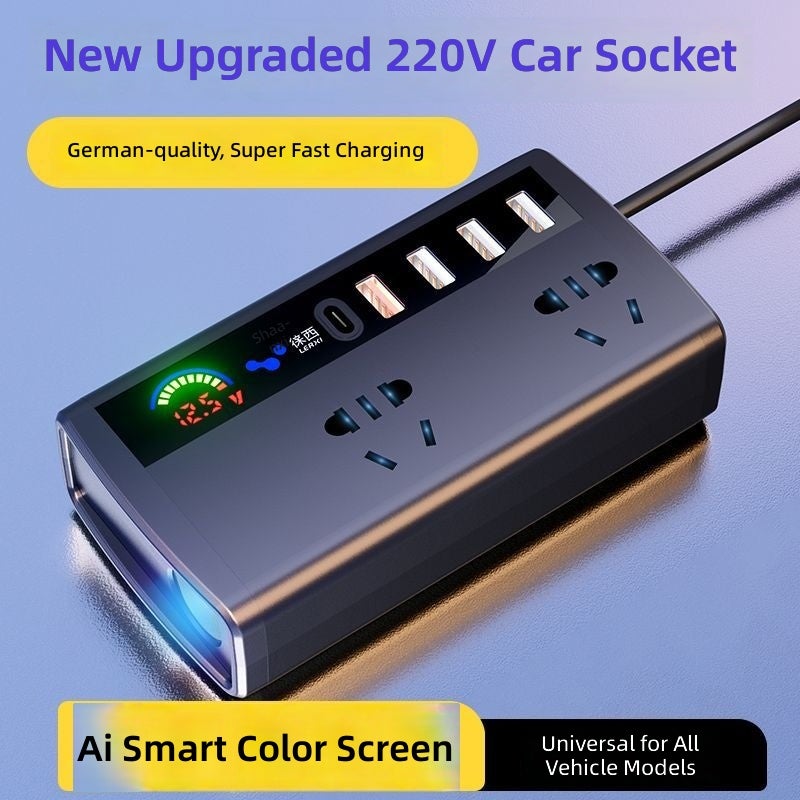 Purejoy Car Inverter Converter 12V/24V to 220V, Cigarette Lighter & Fast Charger with Multiple Ports - Image 4