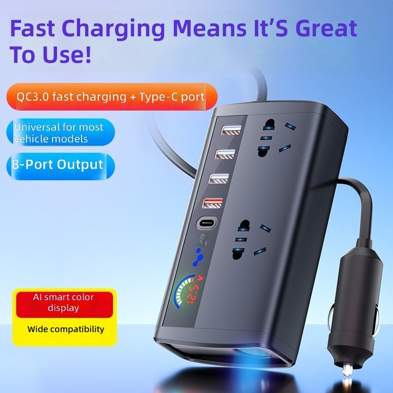 Purejoy Car Inverter Converter 12V/24V to 220V, Cigarette Lighter & Fast Charger with Multiple Ports - Image 5