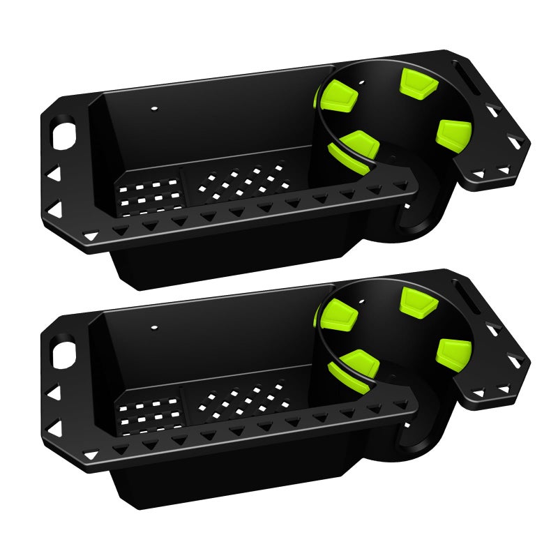 Gocozer Boat Cup Holder with Rubber Tab Boat Accessories Boat Storage Organizer Holder Caddy Universal Fit for Jon Boat Bass Boat Marine Kayak Pontoon Canoe Drill or Adhesive 2 Ways InstallationBlack2PCS - Image 2