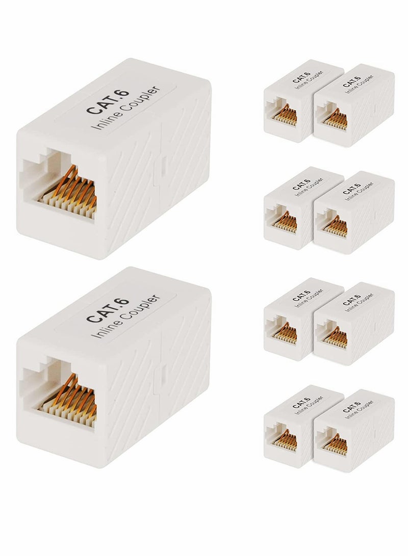KASTWAVE RJ45 Coupler, Ethernet Coupler, RJ45 Connector for Cat5e/Cat6/Cat7 Ethernet Cable, Extender Adapter Female to Female, Mini Type, 10Pack (White) - Image 1
