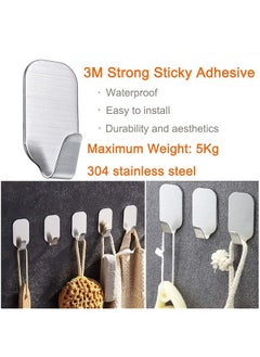 erorex Adhesive Wall Hooks For Hanging Wall Hangers Stick On Shower Home Bathroom Kitchen Door Ideal For Robes Umbrellas Clothes Bags Coats Stainless Steel Utility Wall Hooks 10Packs  - Image 4