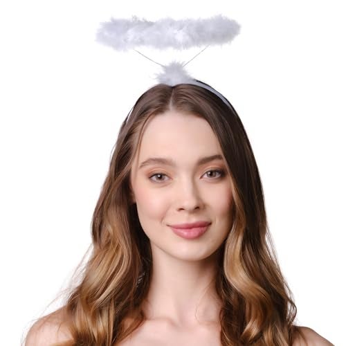 Funcredible White Angel Halo Headband - Feathered Halo - Halloween Headband - Angel Costume Accessory - For Women, Men & Kids - Image 3