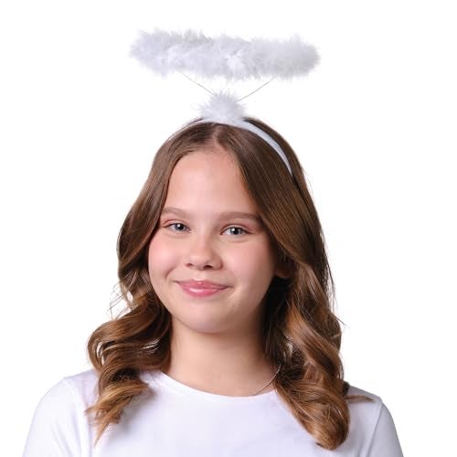 Funcredible White Angel Halo Headband - Feathered Halo - Halloween Headband - Angel Costume Accessory - For Women, Men & Kids - Image 5