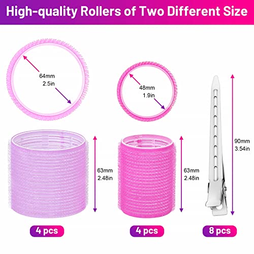 shynek Self Grip Hair Rollers Curlers 16 Pcs Set with 8Pcs Hair Rollers 2 Sizes (4 Jumbo & 4 Large) and 8 Pcs Hair Clips for Long Medium Short Thick Fine Thin Hair Volume - Image 2
