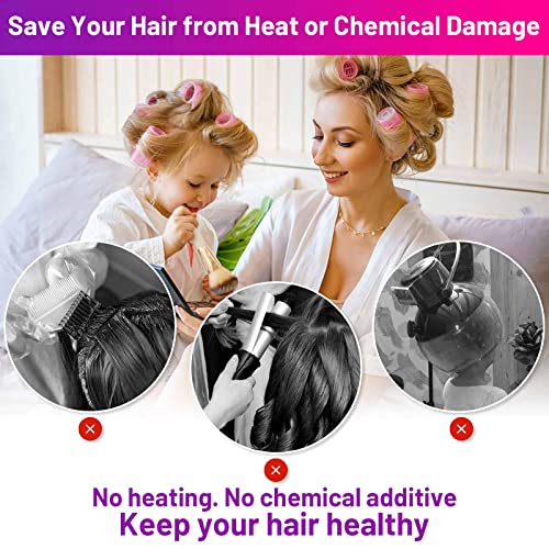 shynek Self Grip Hair Rollers Curlers 16 Pcs Set with 8Pcs Hair Rollers 2 Sizes (4 Jumbo & 4 Large) and 8 Pcs Hair Clips for Long Medium Short Thick Fine Thin Hair Volume - Image 4
