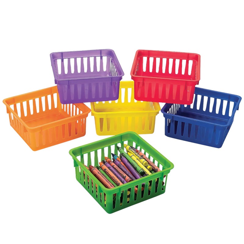 Fun Express 6 Pack Mini Storage Baskets Bins Plastic Organizer Basket Colorful Shelf and Desk Makeup Storage Crate Organizing Containers Office Toy Storage - Image 2