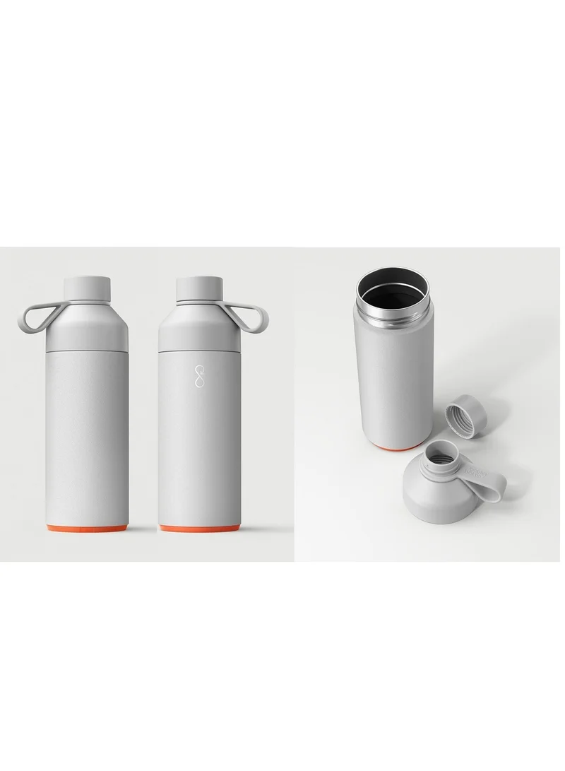 Ocean Bottle Eco-Friendly Stainless Steel Reusable Water Bottle Leakproof BPA Free Dishwasher Safe Double Wall Vacuum Insulated Thermos Flask - Rock Grey - 34 oz