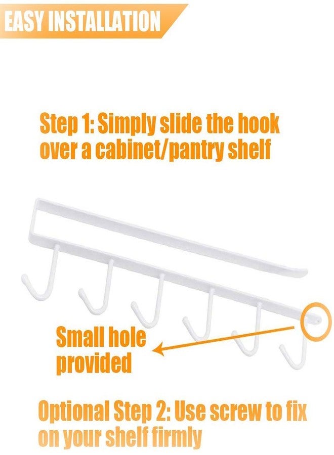 RD MALL Multi-functional 6 Hooks Under Shelf Cup Holder Hanging Hook Rack Holder Under Cabinet Closet Without Drilling (White, 1 piece) - Image 5