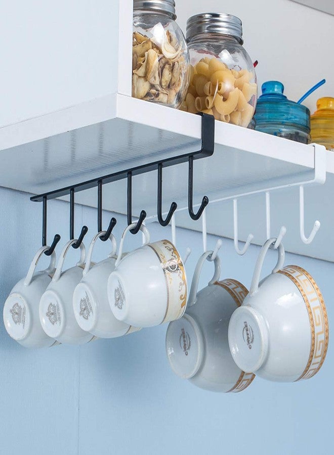 RD MALL Multi-functional 6 Hooks Under Shelf Cup Holder Hanging Hook Rack Holder Under Cabinet Closet Without Drilling (White, 1 piece) - Image 4