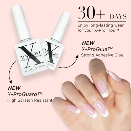 SXC Cosmetics French Tip Press On Nails Pink Series, Small Coffin X-Pro Tips Starter Kit - Image 4