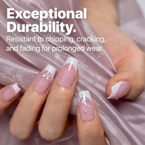 SXC Cosmetics French Tip Press On Nails Pink Series, Small Coffin X-Pro Tips Starter Kit - Image 5