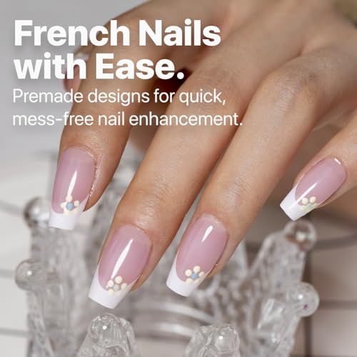 SXC Cosmetics French Tip Press On Nails Pink Series, Small Coffin X-Pro Tips Starter Kit - Image 2