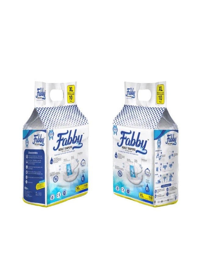 Fabby Premium Adult Diapers for Unisex | Tape Style | Minimum 2 Litres Absorption | Anti-Bacterial, Waist Size (43-67 Inch) - XL - Size - 20 Count - Image 1