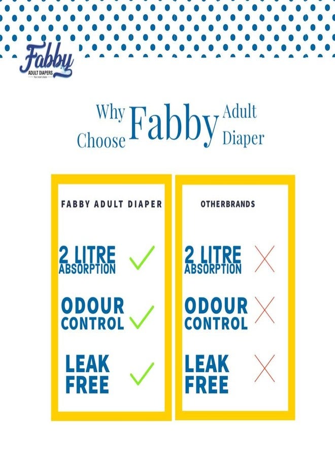 Fabby Premium Adult Diapers for Unisex | Tape Style | Minimum 2 Litres Absorption | Anti-Bacterial, Waist Size (43-67 Inch) - XL - Size - 20 Count - Image 5