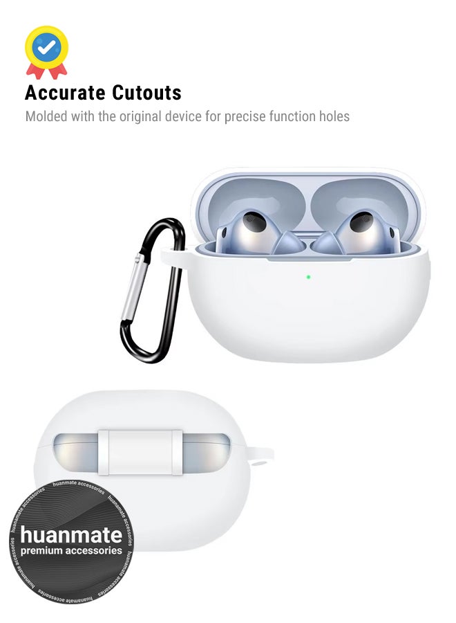 huanmate Huawei FreeBuds Pro 4 Silicone Case Cover - White - Made with Soft Silicone, Lightweight & Durable - Stylish Design, Accurate Cut-outs, Easy Installation & Removal  - Image 5
