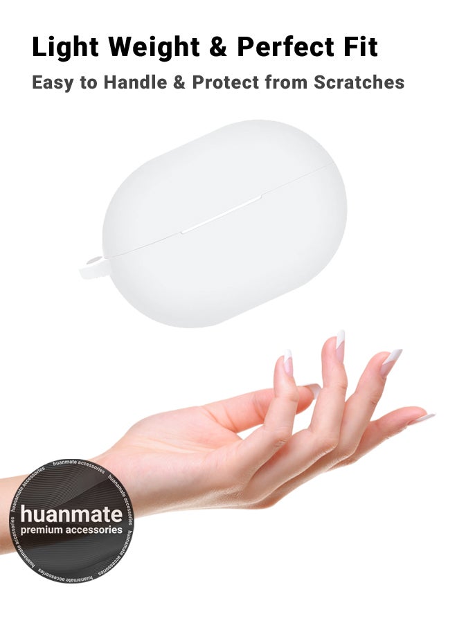 huanmate Huawei FreeBuds Pro 4 Silicone Case Cover - White - Made with Soft Silicone, Lightweight & Durable - Stylish Design, Accurate Cut-outs, Easy Installation & Removal  - Image 3